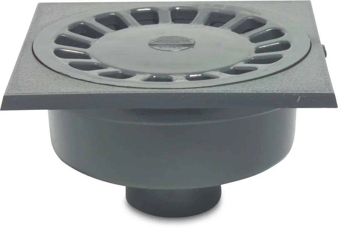 Floor sink PVC-U 63/75 mm glue socket/glue spigot grey bottom connection