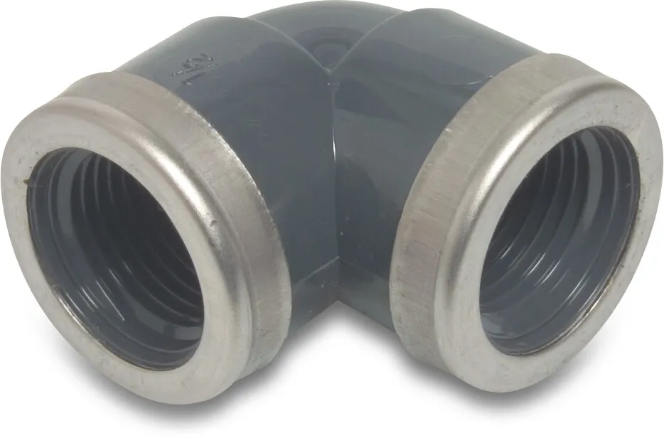 Winkel 90° PVC-U 1" Innengewinde 10bar Grau Typ verstärkt P1