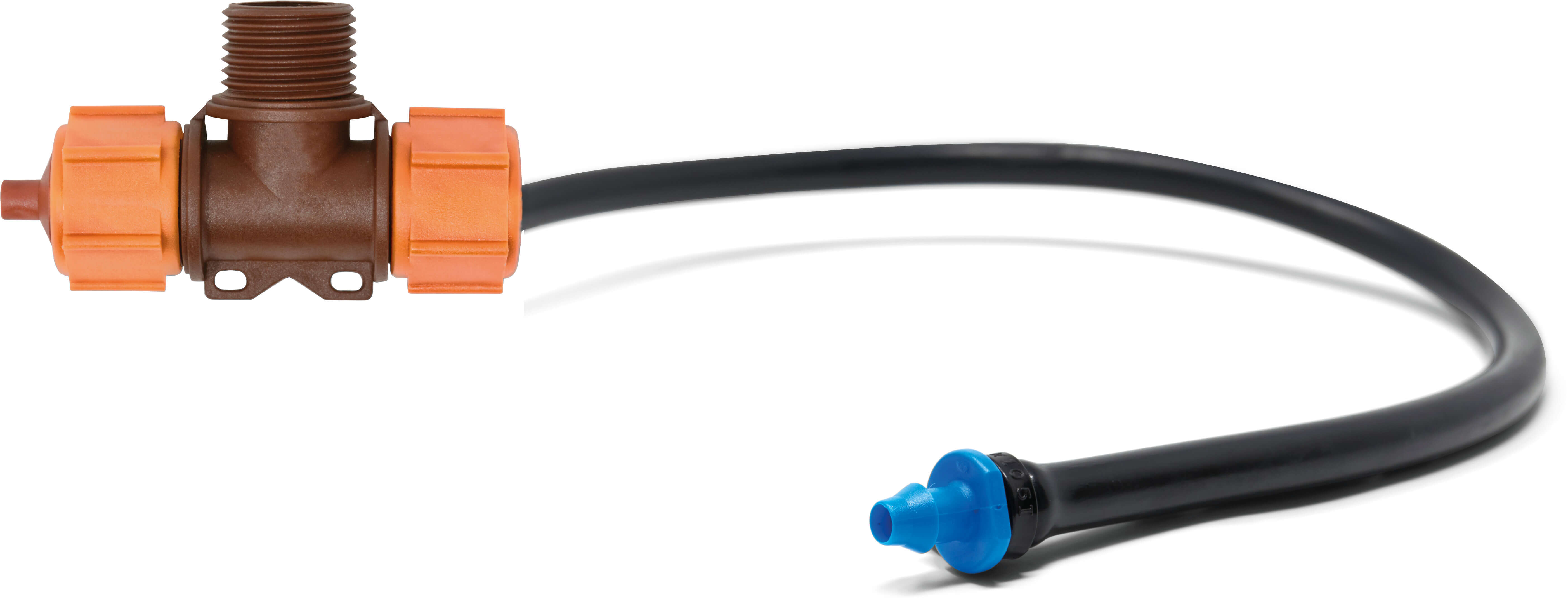 NaanDan Lavtryksforstøver plastik 1/2" x 4/7" udvendig gevind x modhage 75mikron 0,8 mm orange/sort type TurboFog with microtube