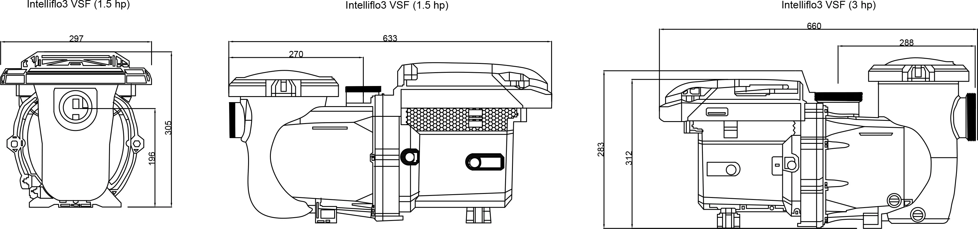Pentair Schwimmbadpumpe 63/75 mm Klebemuffe 11,2A 230VAC Schwarz Typ IntelliFlo3®