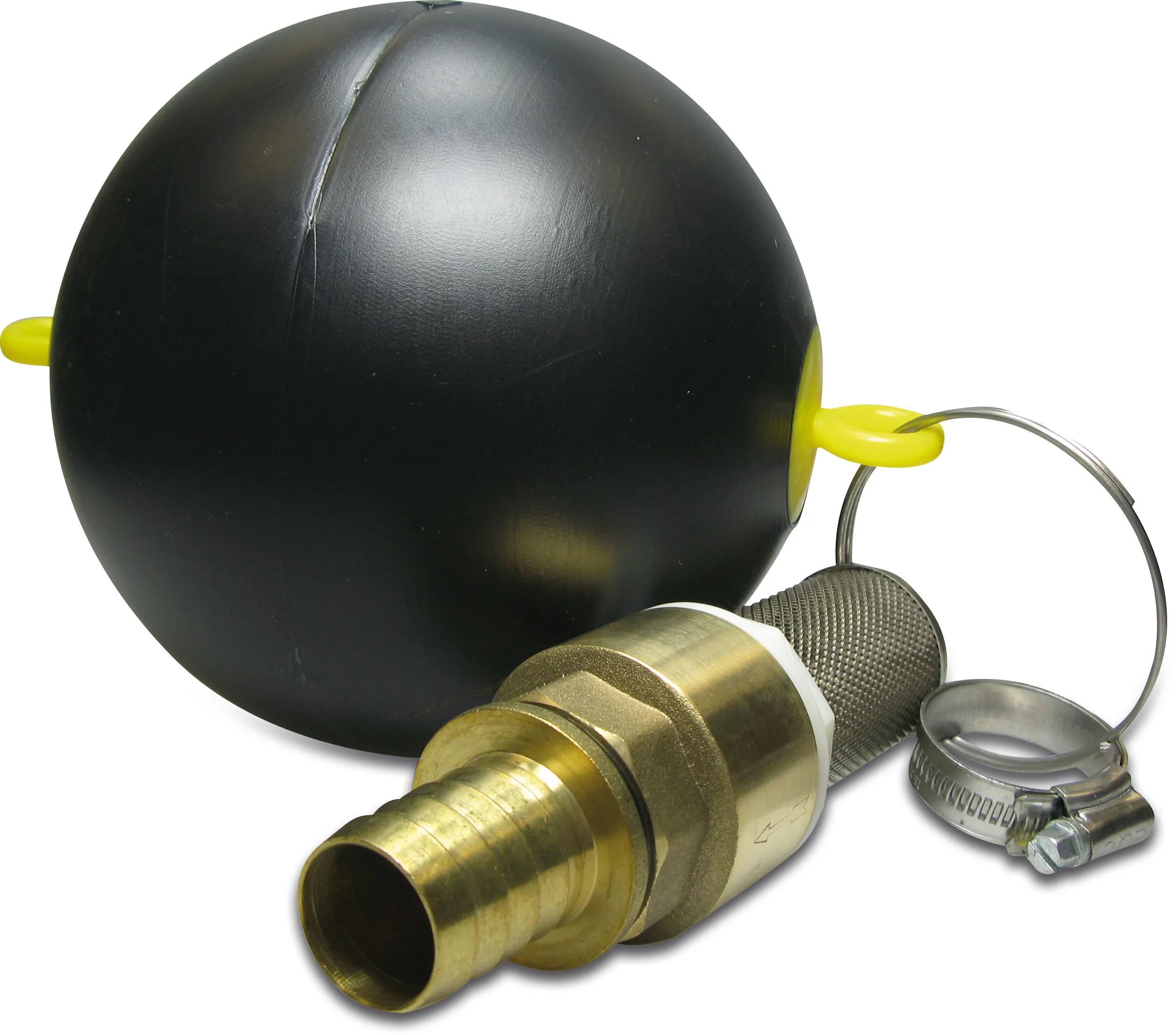 Flydende bundventil messing/PE 1" slangestuds 10bar