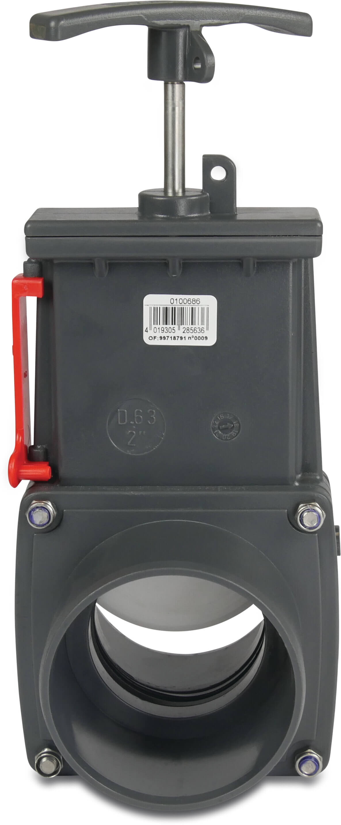 Muffenschieber PVC-U 50 mm Klebemuffe 2,5bar Grau P1