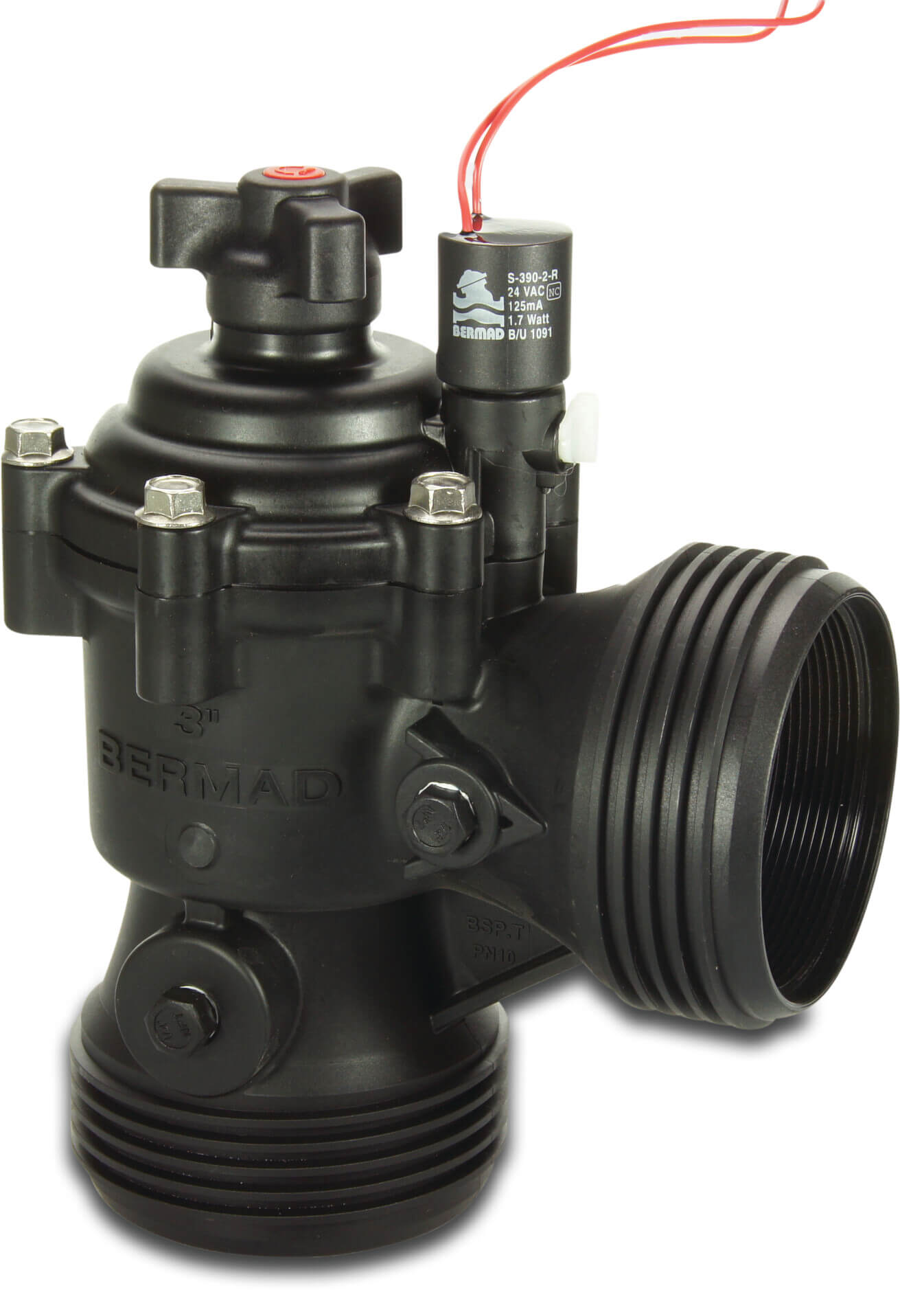 Winkel magnetventil glasfaserverstärktes Nylon 3" Innengewinde 10bar 24VAC