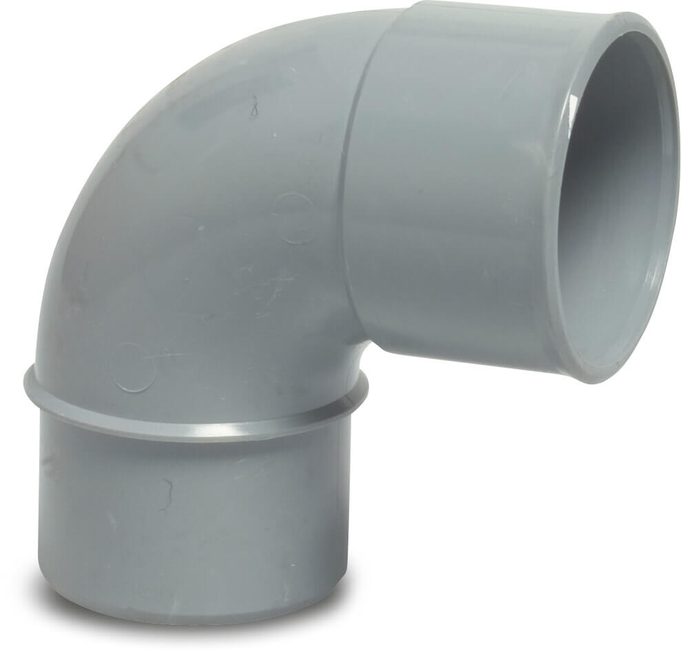 Bend 90° PVC-U 75 mm glue socket x spigot grey KOMO