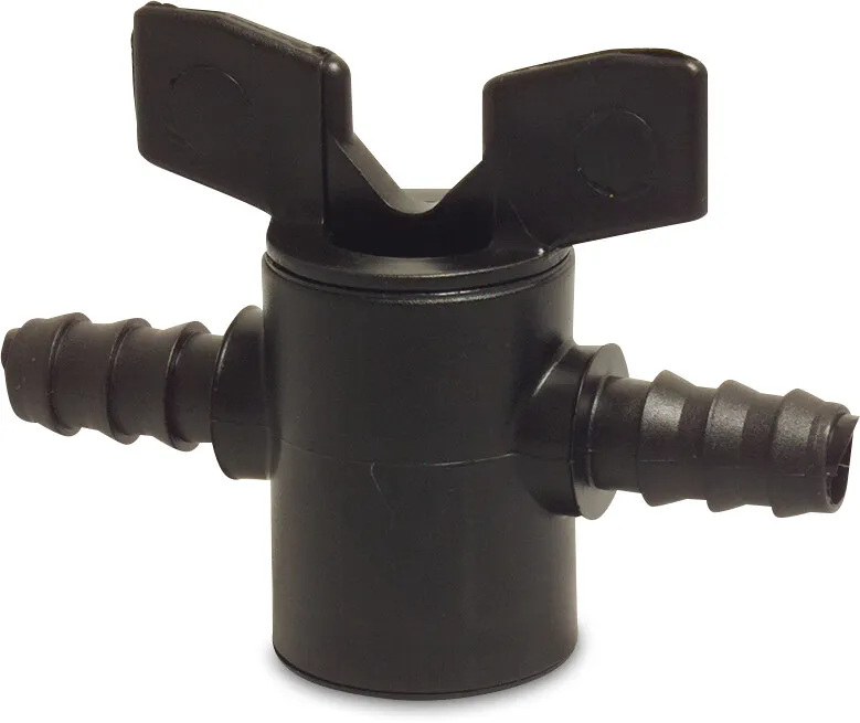 Plug valve PP 25 mm barbed 6bar black