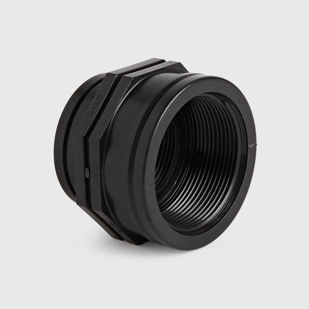 Reducer socket PP 1 1/2" x 1 1/4" female thread 10bar black