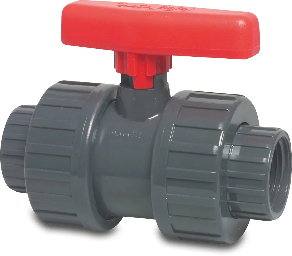 Profec Ball valve PVC-U 3" female thread 10bar DN80 grey type Safe 625