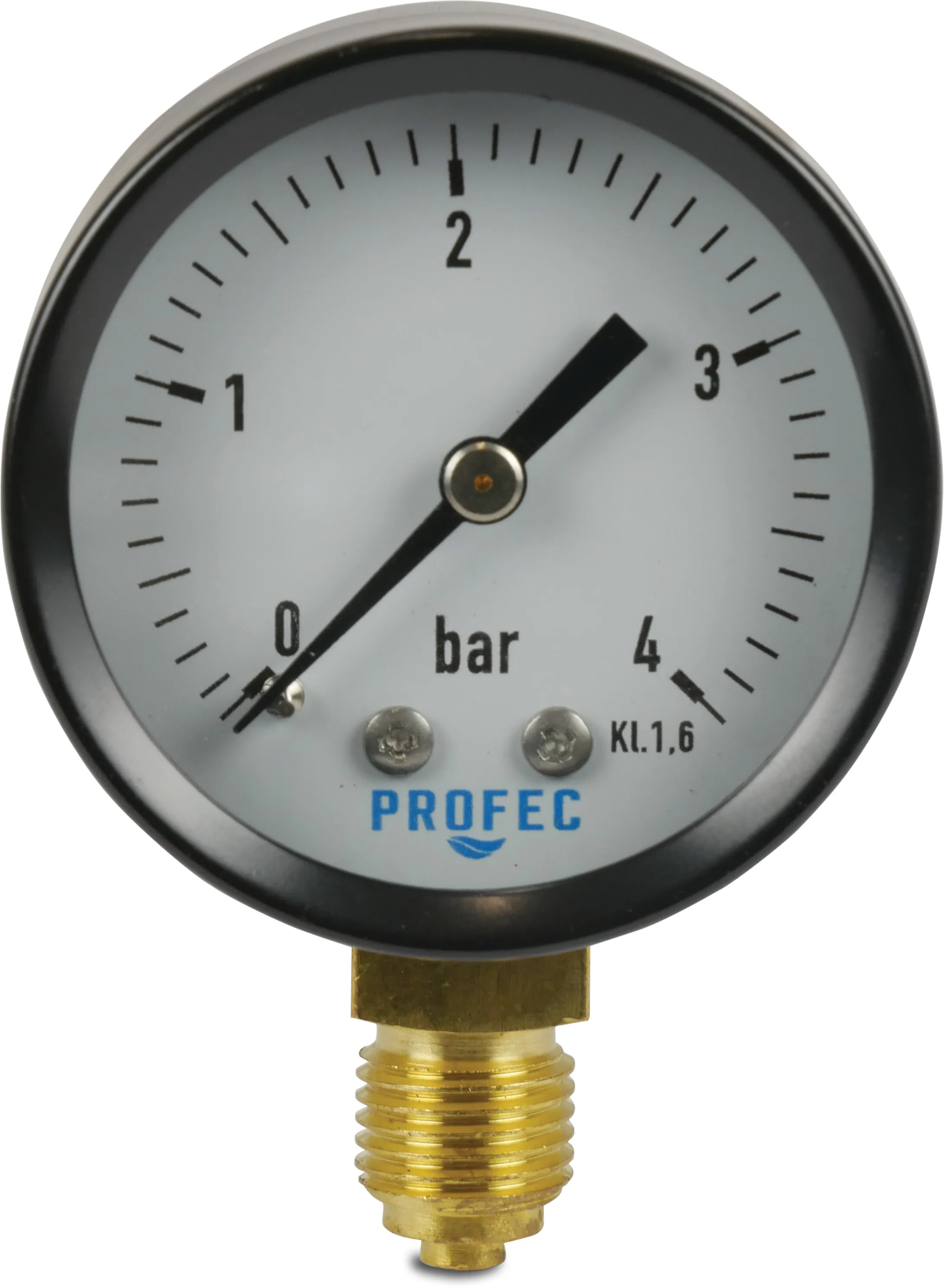 Profec Pressure gauge 50 mm male thread 0 - 16bar black type dry bottom connection 1/4"