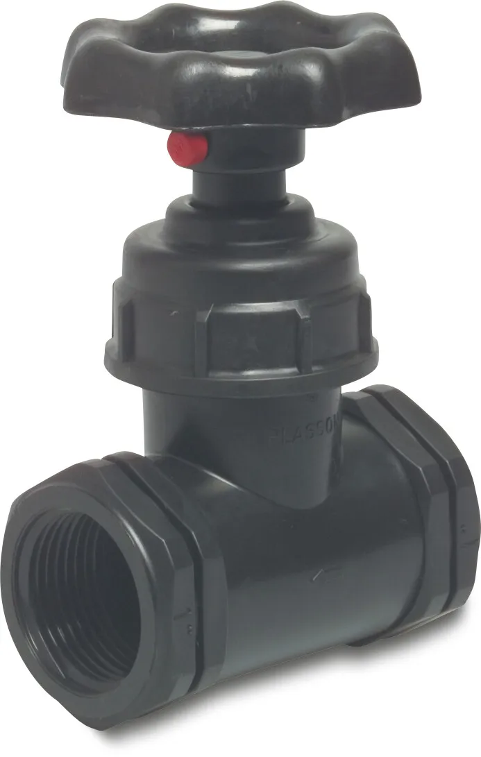 Gate valve PP 1" female thread 10bar black