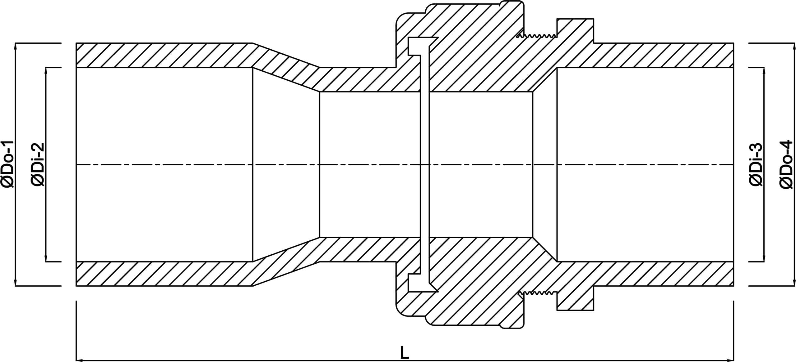 VDL 2/3 koppeling PVC-U 32 mm x 32/40 mm lijmmof x lijmmof/spie 10bar grijs