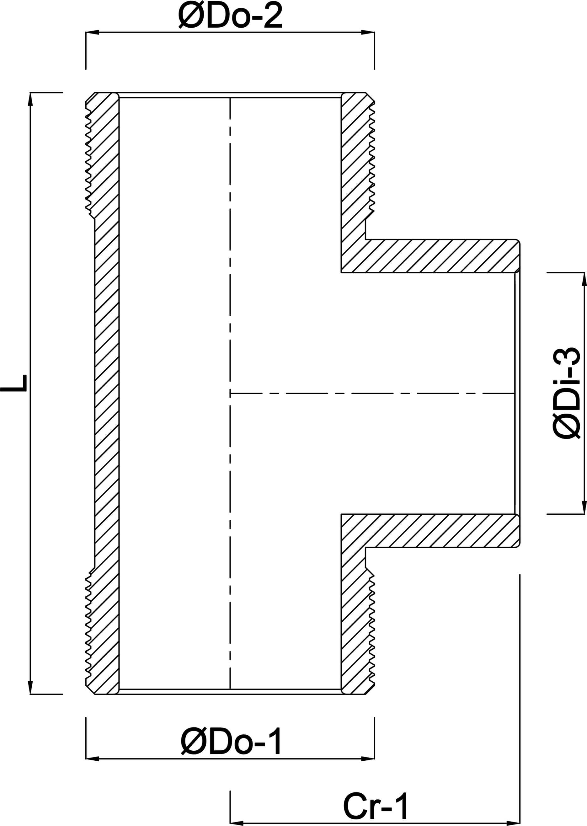VDL Adaptor T-piece 90° PVC-U 1 1/4" x 32 mm x 1 1/4" male thread x glue socket x male thread 10bar grey