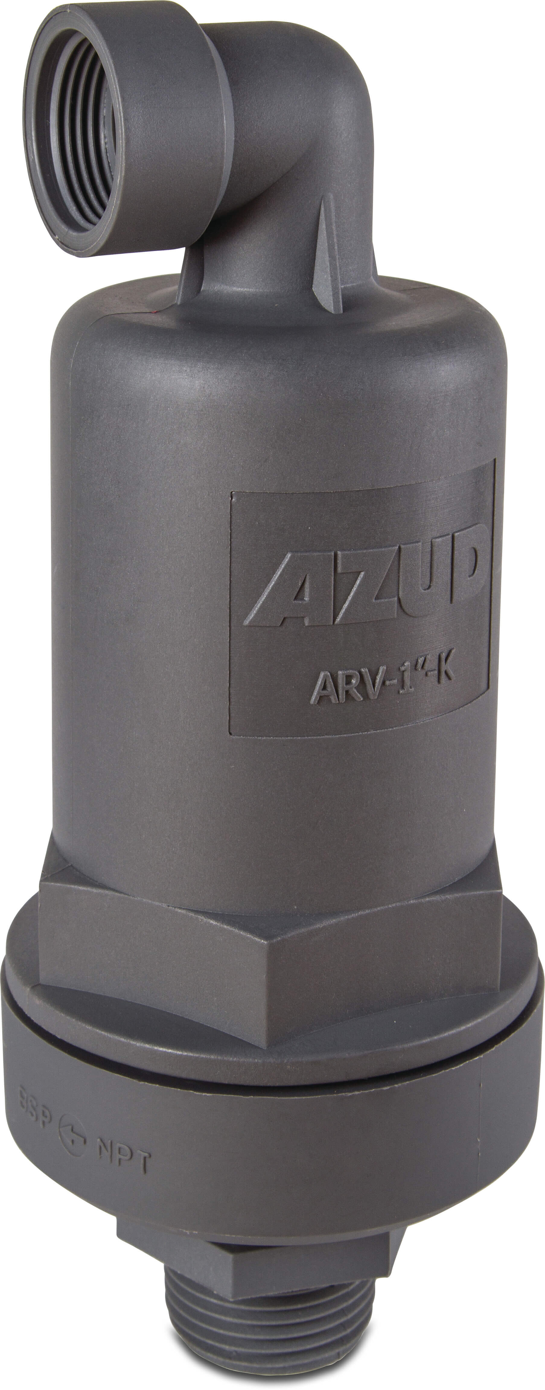 Azud Air release valve PP 1" male thread 16bar black type Double effect