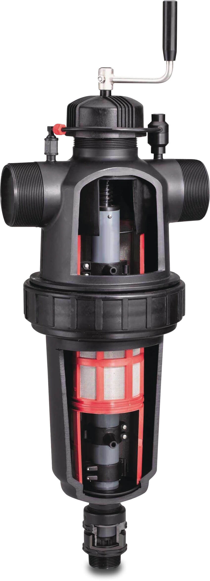 Amiad Halbautomatischer Filter PP 2" Außengewinde 10bar 130micron Edelstahl 316 Schwarz Typ Scanaway T