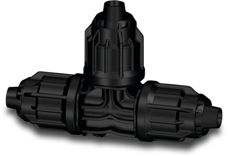 T à 90° PP 4 bar quick joint noir