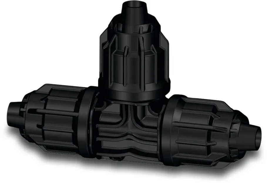 T-piece 90° PP 16 mm quick joint 4bar black