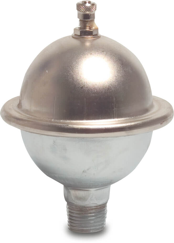 Water hammer arrestor steel nickel plated 1/2" male thread 10bar MICRON type Sphere