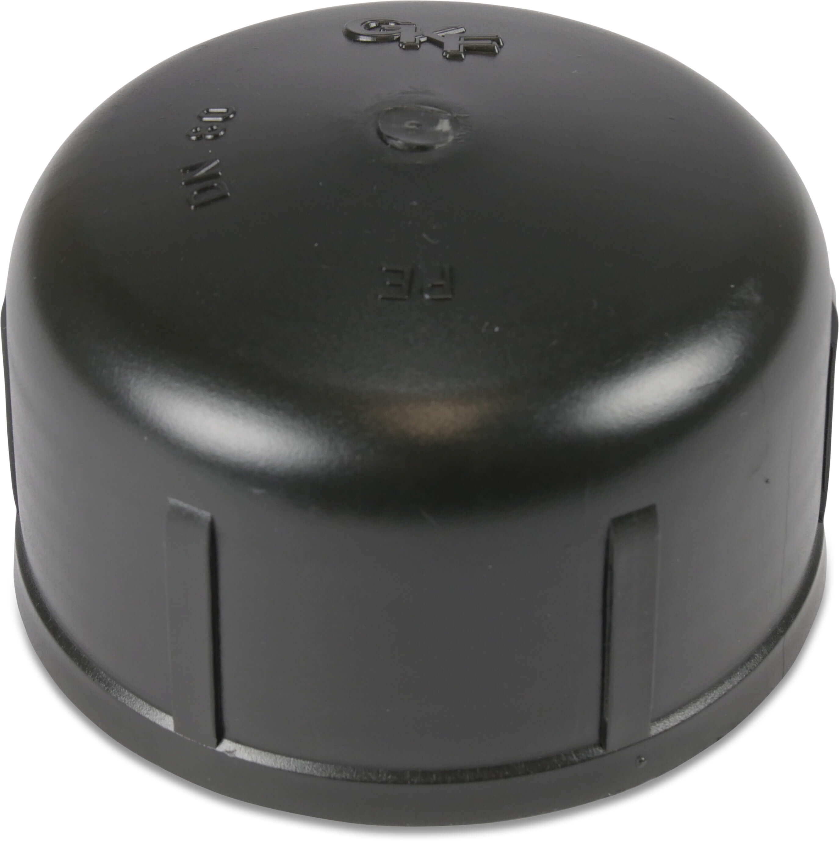 Bottom cap PE 3" female trapezium thread black