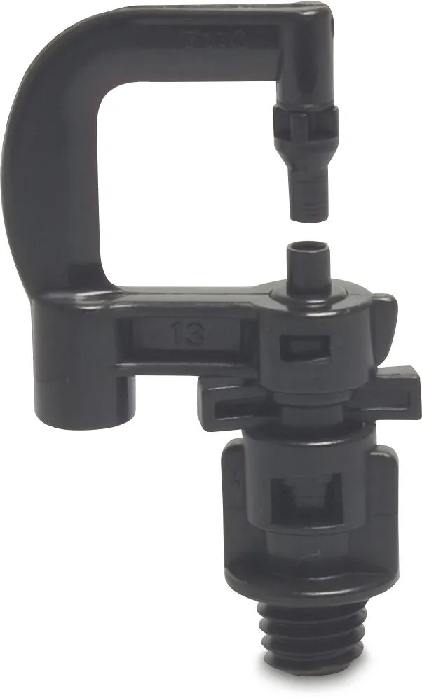 NaanDan Nevelsproeier kunststof 3/8WW buitendraad 130micron 0,8 mm 360° zwart type Hadar 7110, mist insert