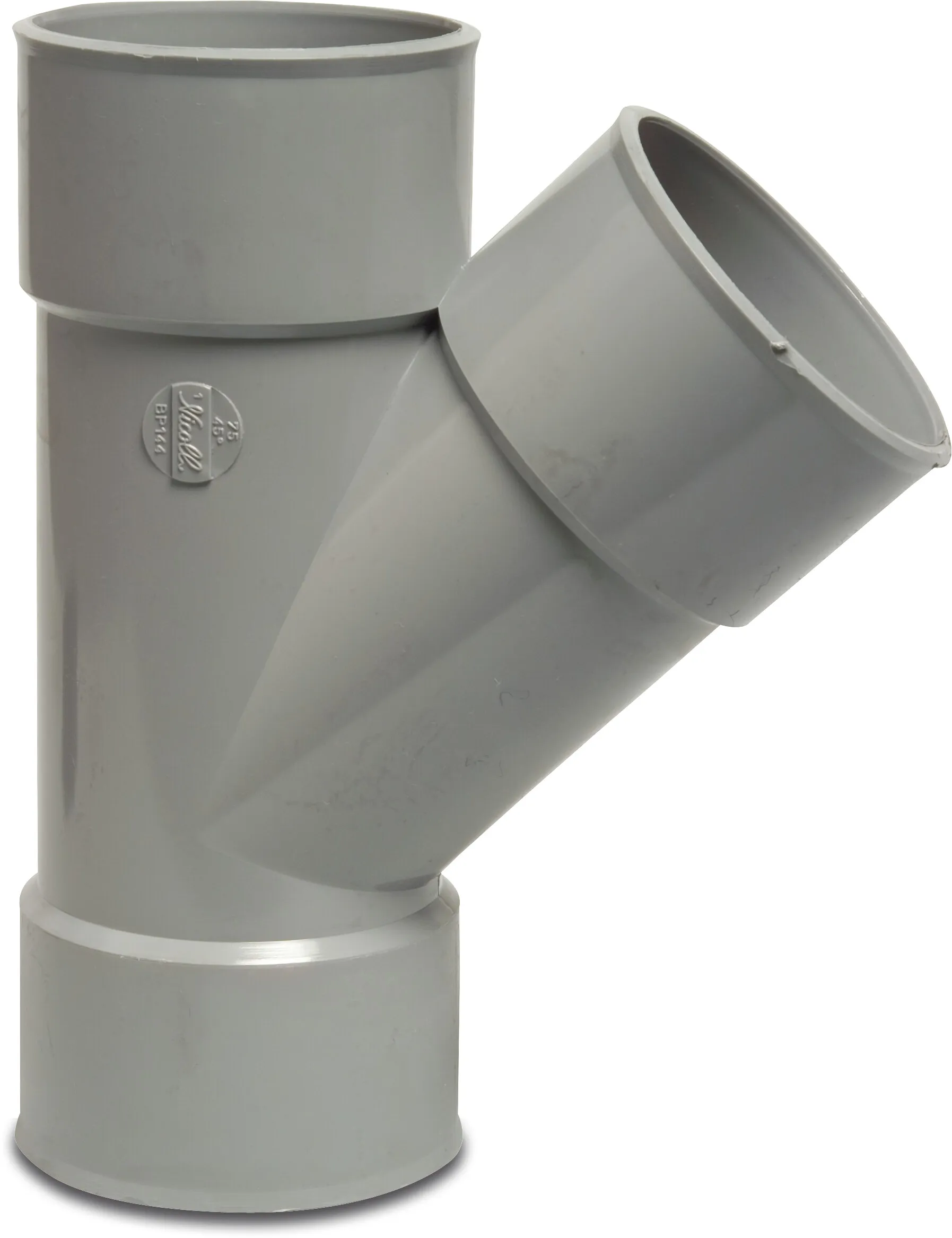 Drainage T-piece 45° PVC-U 110 mm glue socket grey KOMO