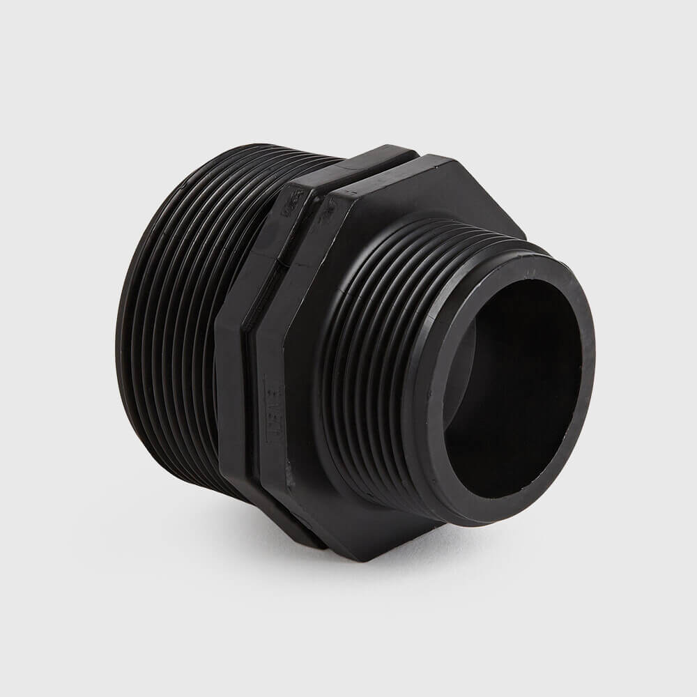 Reducer nipple PP 1 1/2" x 1 1/4" male thread 10bar black