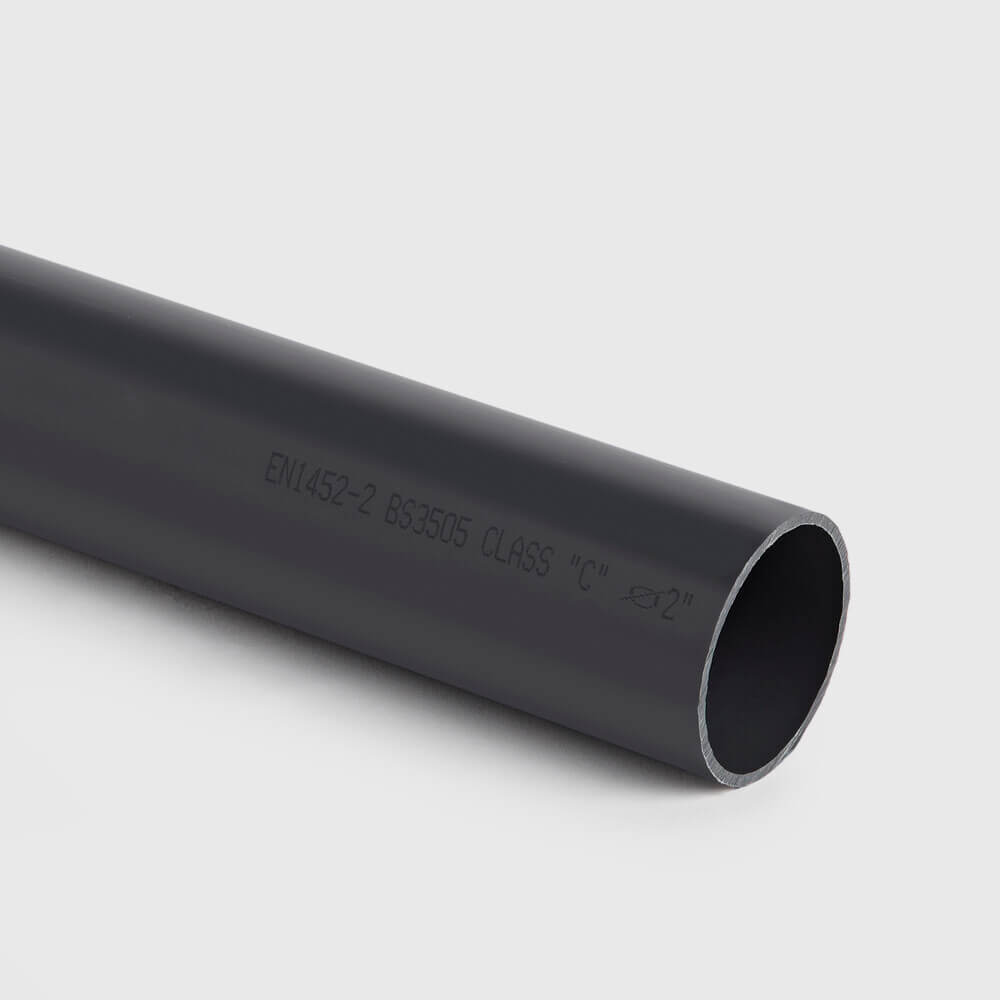 Pressure pipe PVC-U 2" imperial plain Class C-PN9 grey 6m