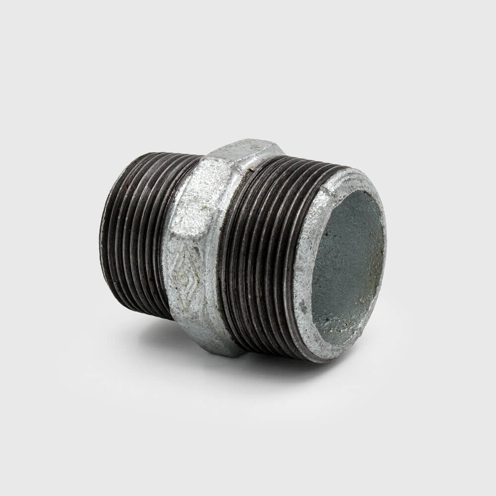 Profec Nr. 245 Reducer nipple cast iron galvanised 1 1/2" x 1 1/4" male thread 25bar DVGW