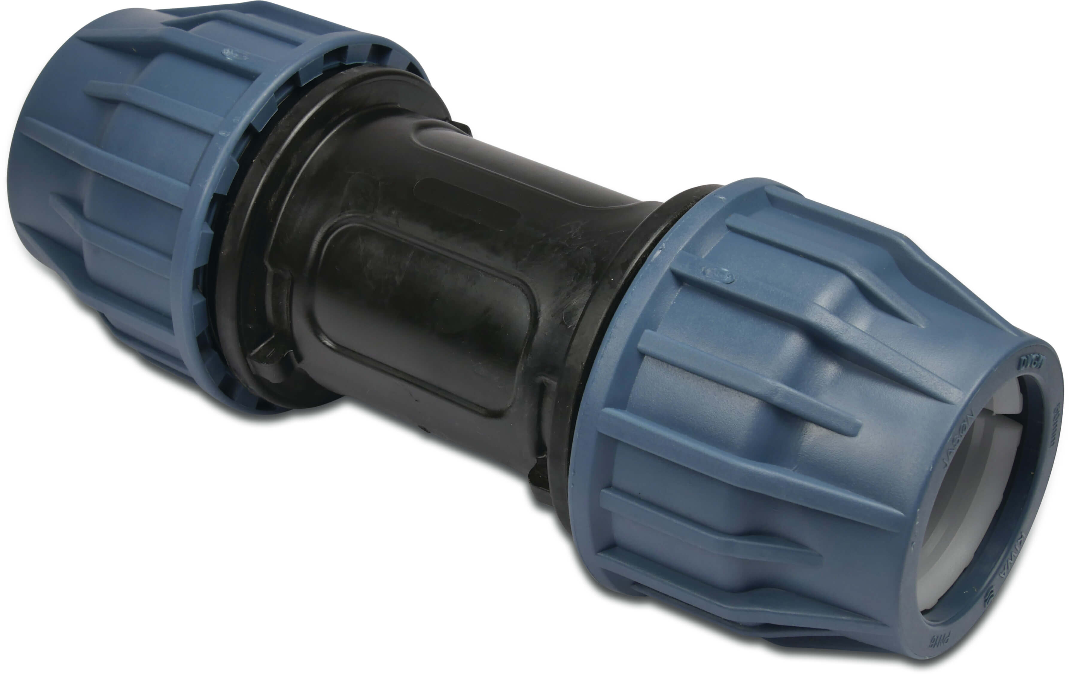 Jason Repair coupler PP 40 mm compression 16bar black/blue DVGW/KIWA/WRAS/SVGW