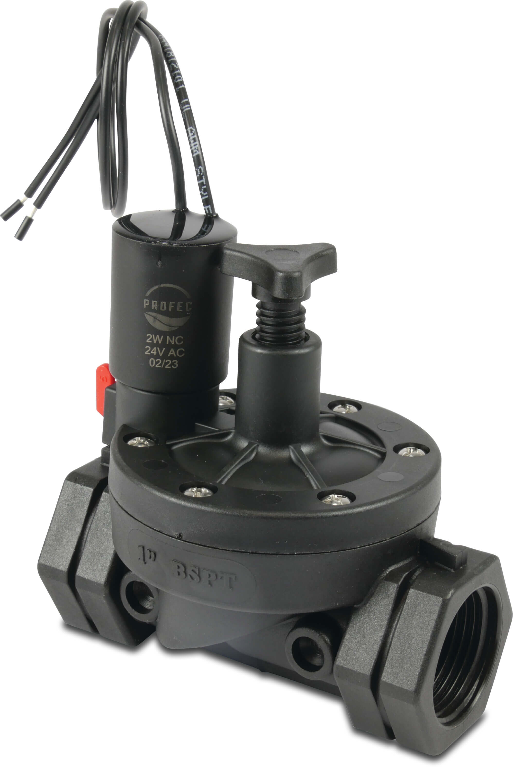 Profec Magneetventiel glasvezel versterkt nylon 10 bar binnendraad zwart type 2-weg NC