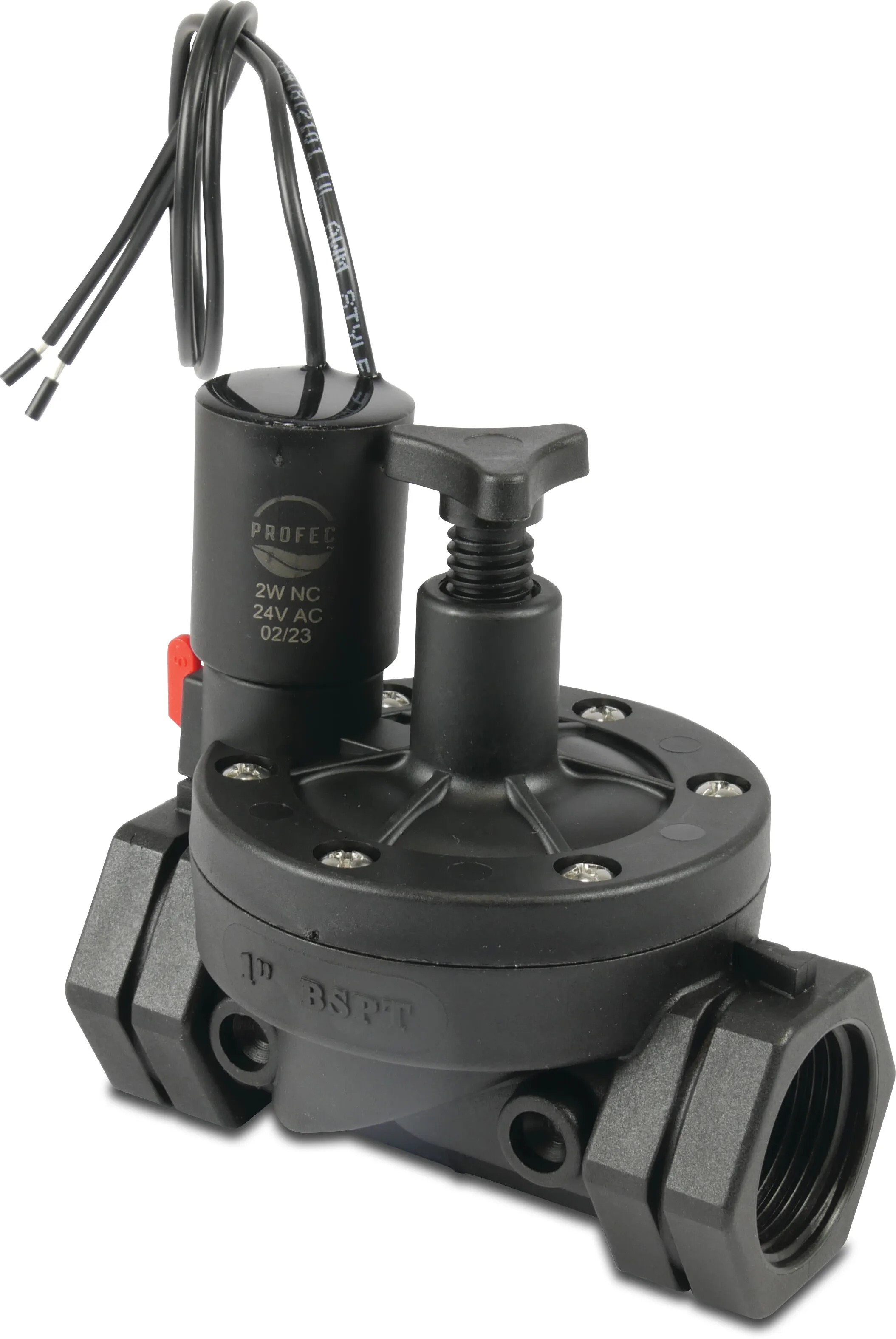 Profec Magnetventil glasfaserverstärktes Nylon 1" Innengewinde 10bar 24VAC Schwarz Typ 2-Wege NC