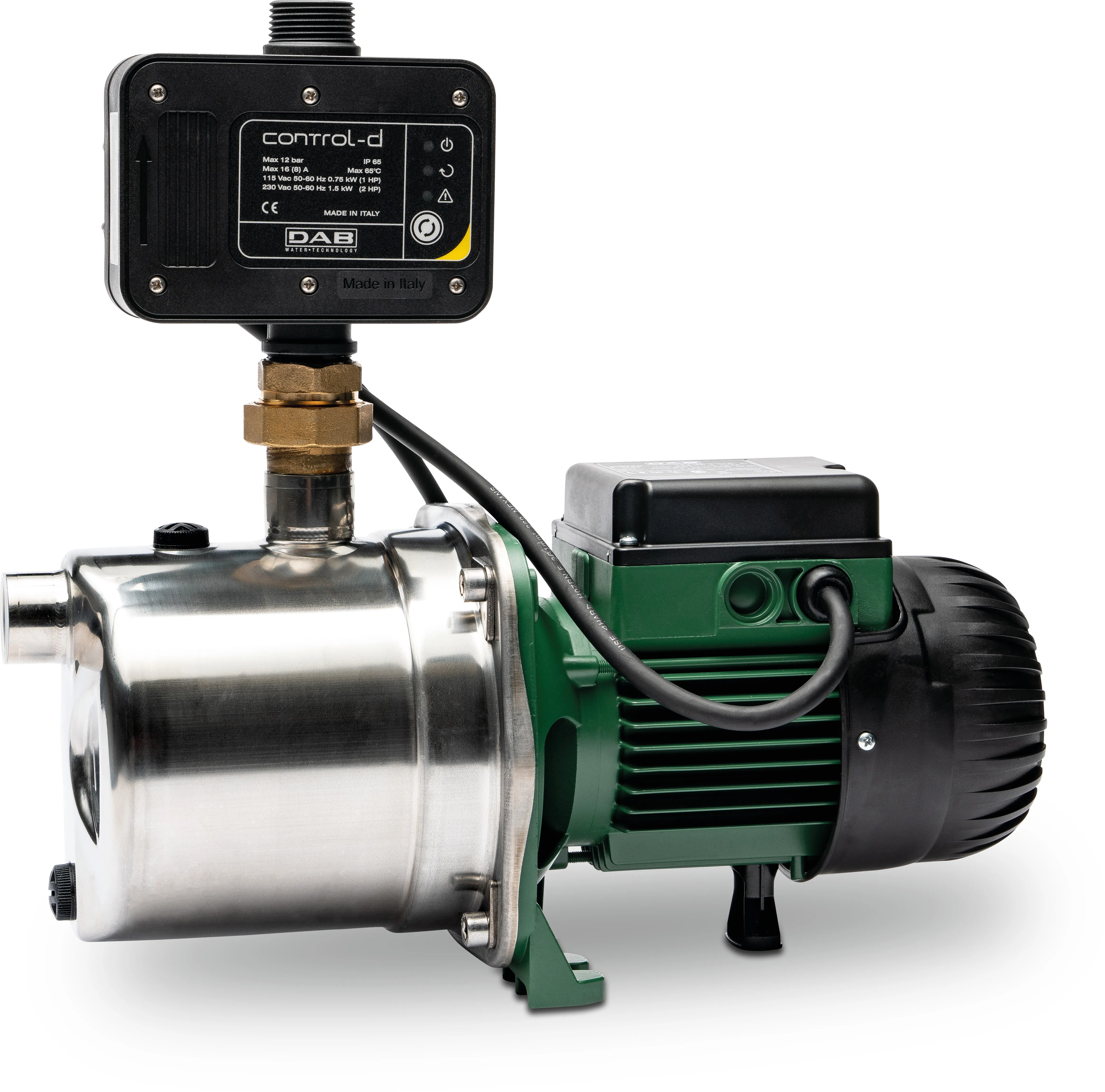 DAB Kreiselpumpe Edelstahl 304 1" Innengewinde 8bar 5,1A 230VAC Grün Selbstansaugend mit Press-Control Typ JETINOX 82 Control D