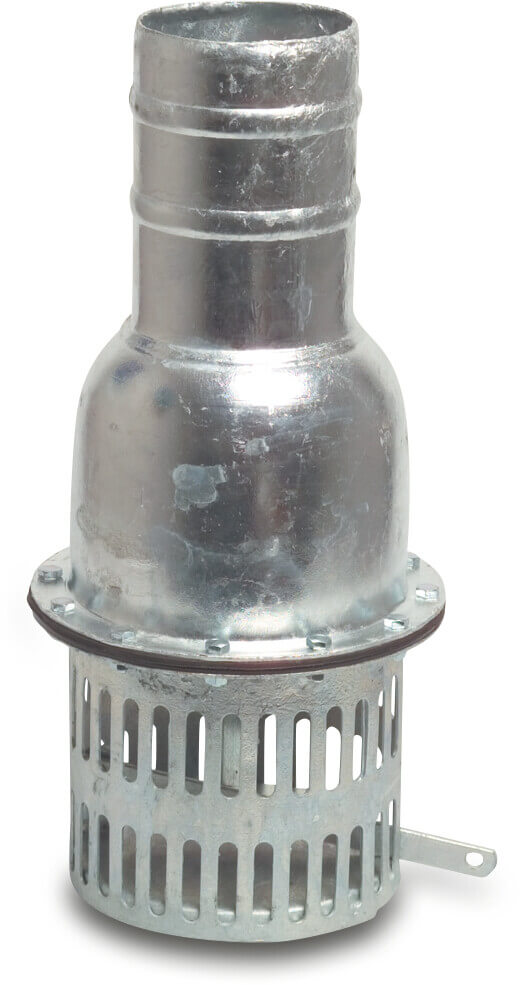 Foot valve steel galvanised 4" x 100 mm hose tail