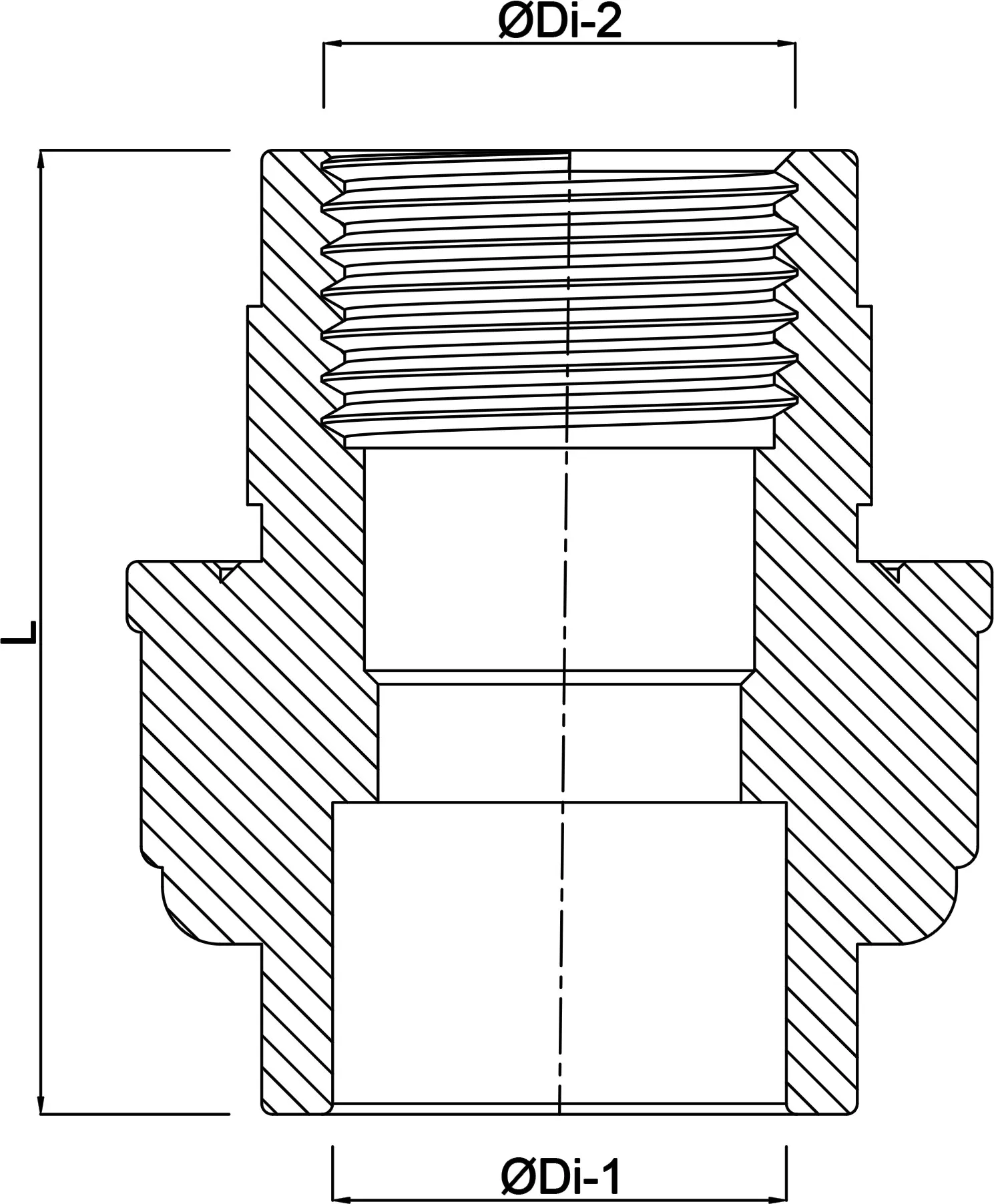 VDL Union adaptor PVC-U 75 mm x 2 1/2" glue socket x female thread 10bar grey type reinforced