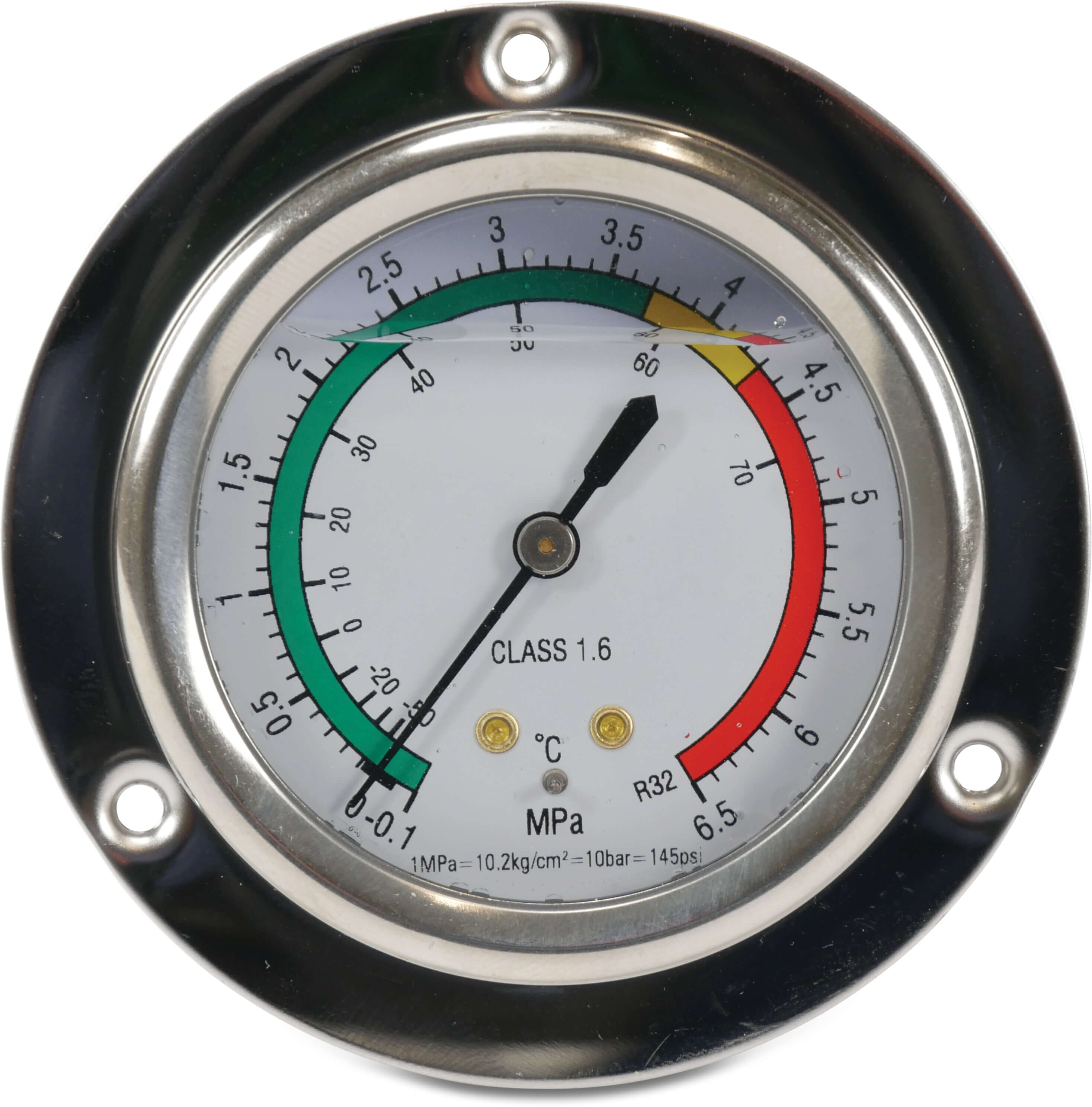 Pressure gauge 63 mm 0 - 65bar R32 back connection 1/4"