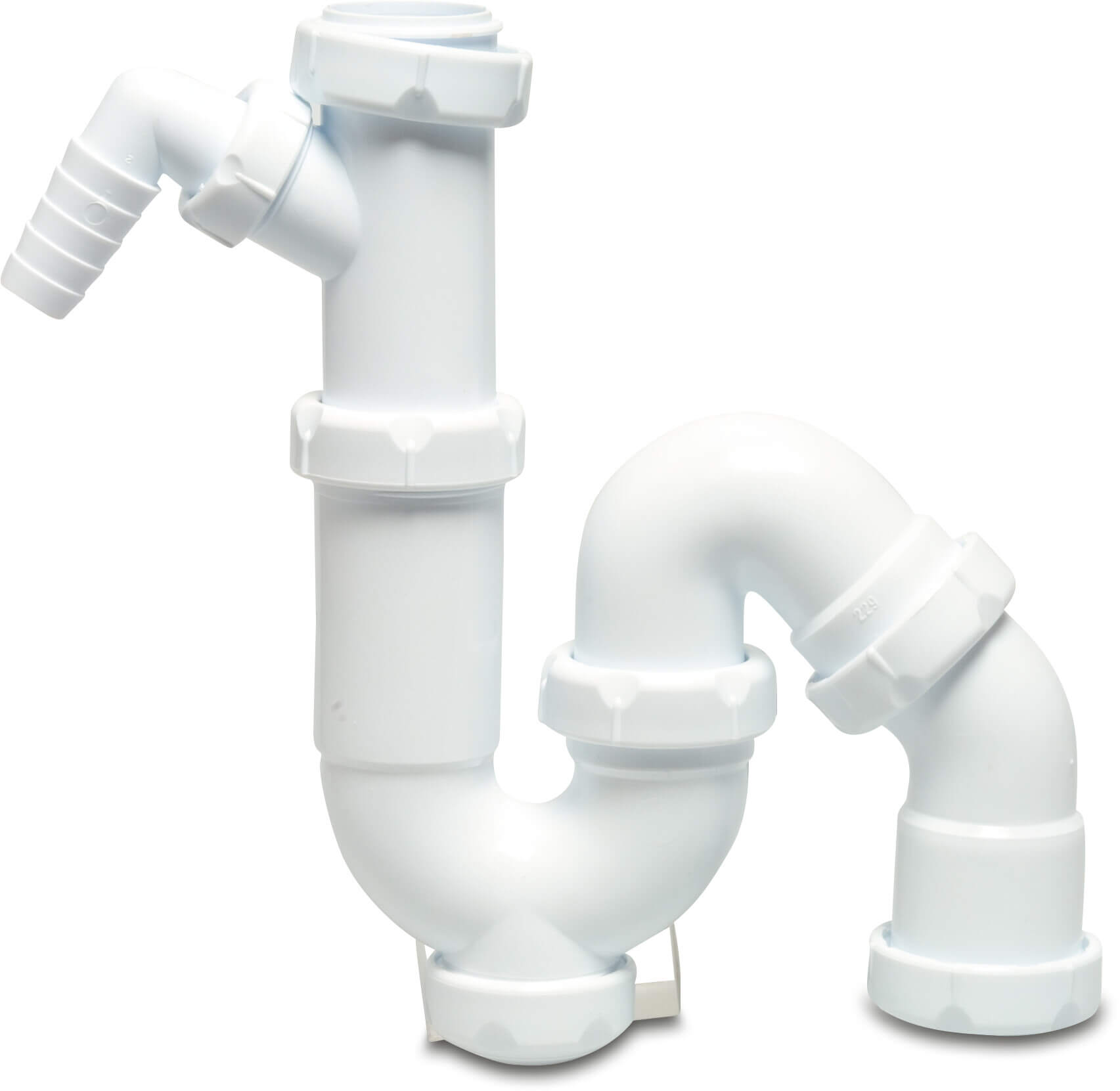 Siphon PP 1 1/2" x 40 mm Innengewinde x Schelle Weiß Typ Universal