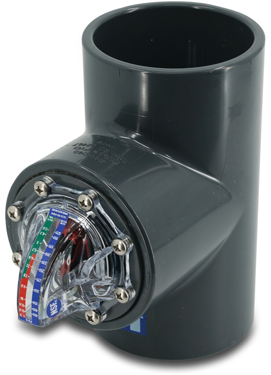 FlowVis Stromingsmeter PVC 110 mm lijmverbinding 3,5bar zwart