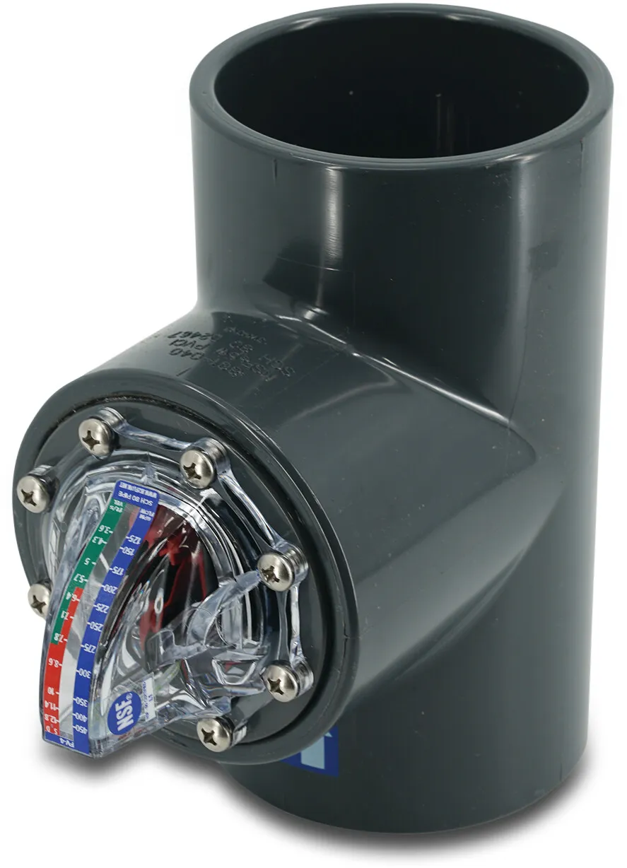 FlowVis Flow meter PVC 110 mm glue connection 3,5bar black