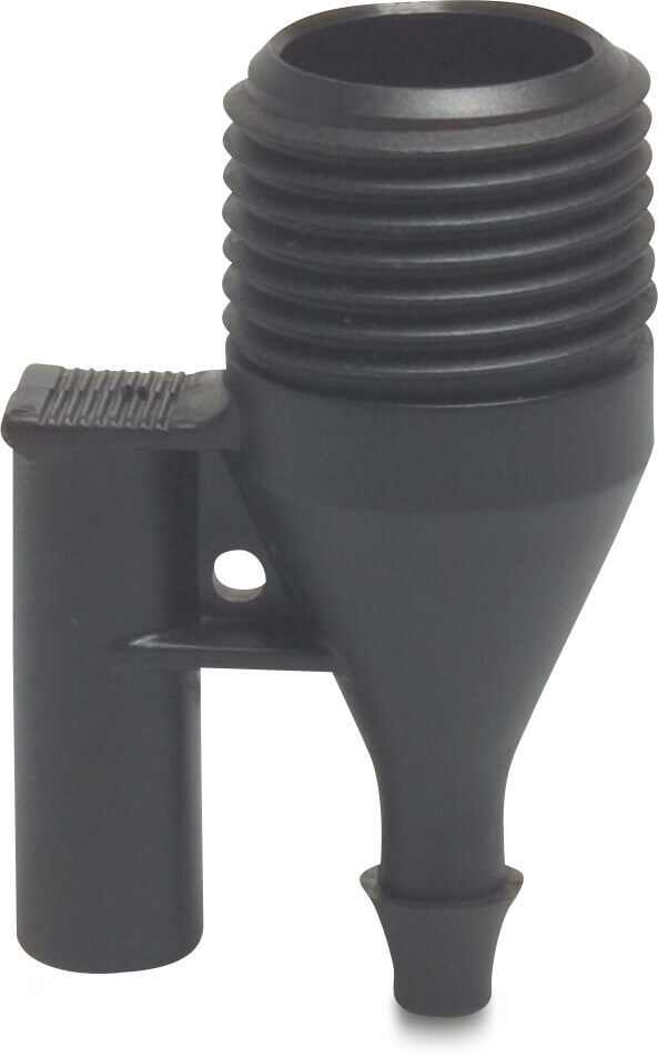 NaanDan Adaptor PE 1/2" x 4/7 mm x 6 mm male thread x barbed black type Stand 50