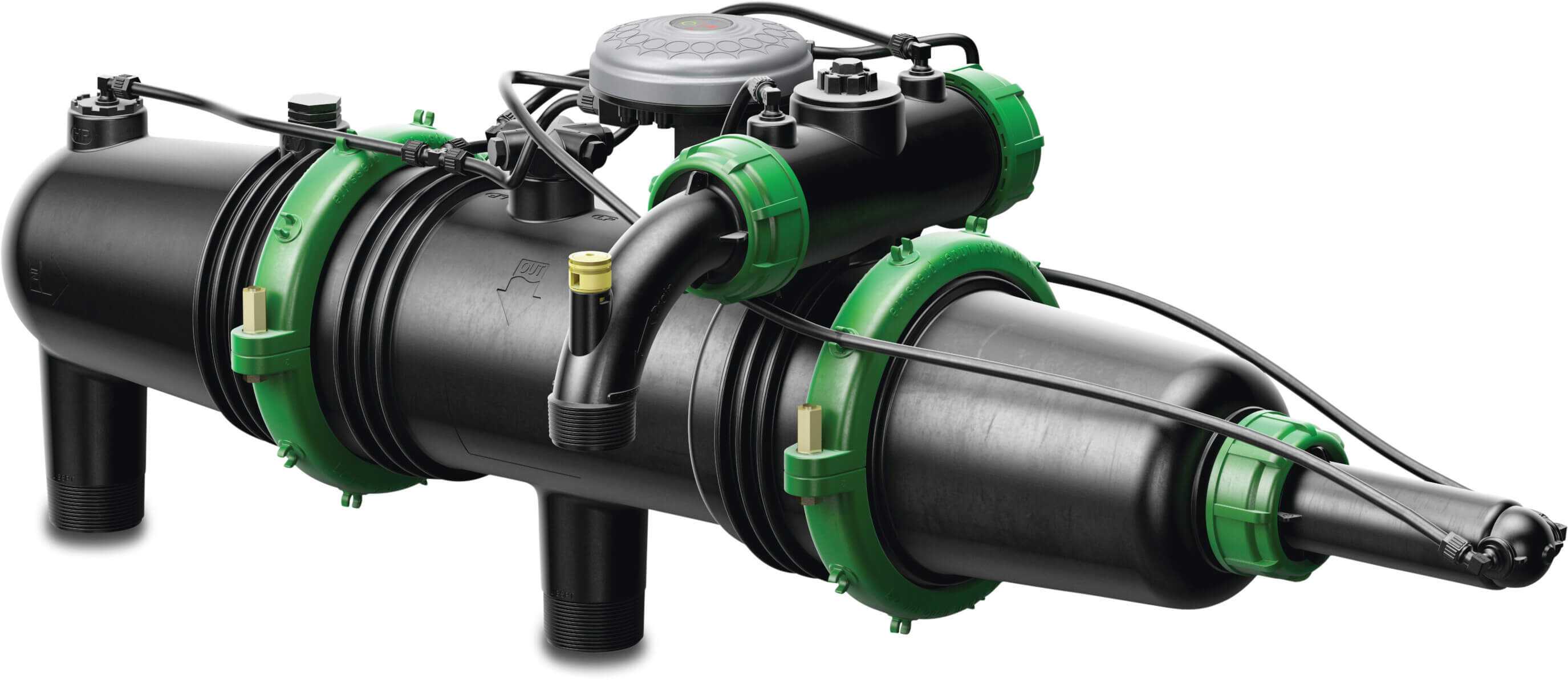 Amiad Automatisch filter glasvezel versterkt nylon 2" buitendraad 8bar 100micron 0,1 mm RVS 316 9-12VDC latch zwart/groen type Mini Sigma On-line