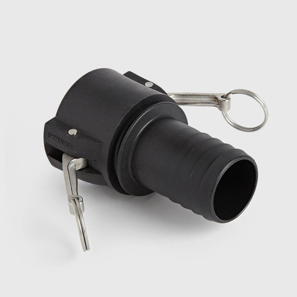Quick coupler PP 1" x 25 mm female part Camlock x hose tail 7,5bar black type Camlock C