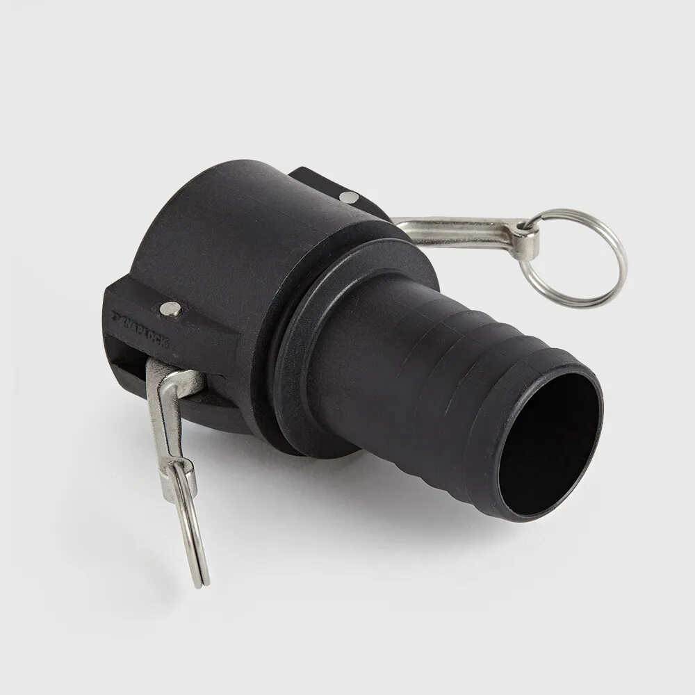 Snelkoppeling PP 1" x 25 mm M-deel Camlock x slangtule 7,5bar zwart type Camlock C