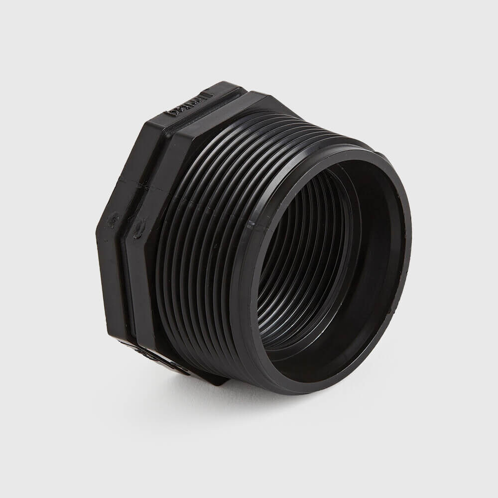 Reducer bush PP 1 1/2" x 1" male thread x female thread 10bar black