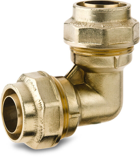 Beulco Vinkel 90° messing 50 mm spænd SDR9 10bar KIWA type 77301