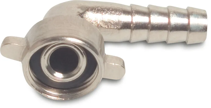 2/3 Winkelschlauchverschraubung 90° Messing Vernickelt 3/4" x 13 mm Überwurfmutter IG x Schlauchtülle Typ Flachdichtend