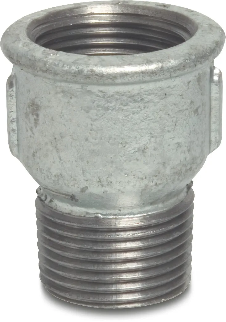 Profec Nr. 529A Socket cast iron galvanised 1 1/2" female thread x male thread 25bar DVGW