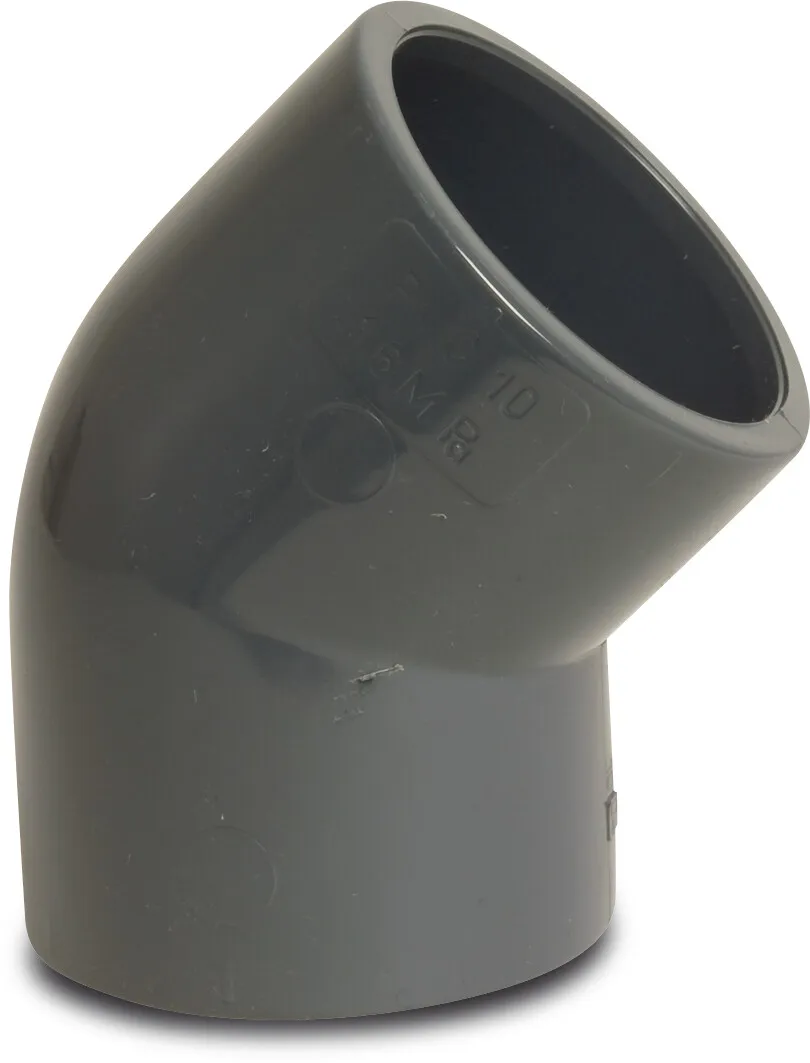 Winkel 45° PVC-U 50 mm Klebemuffe 16bar Grau L1