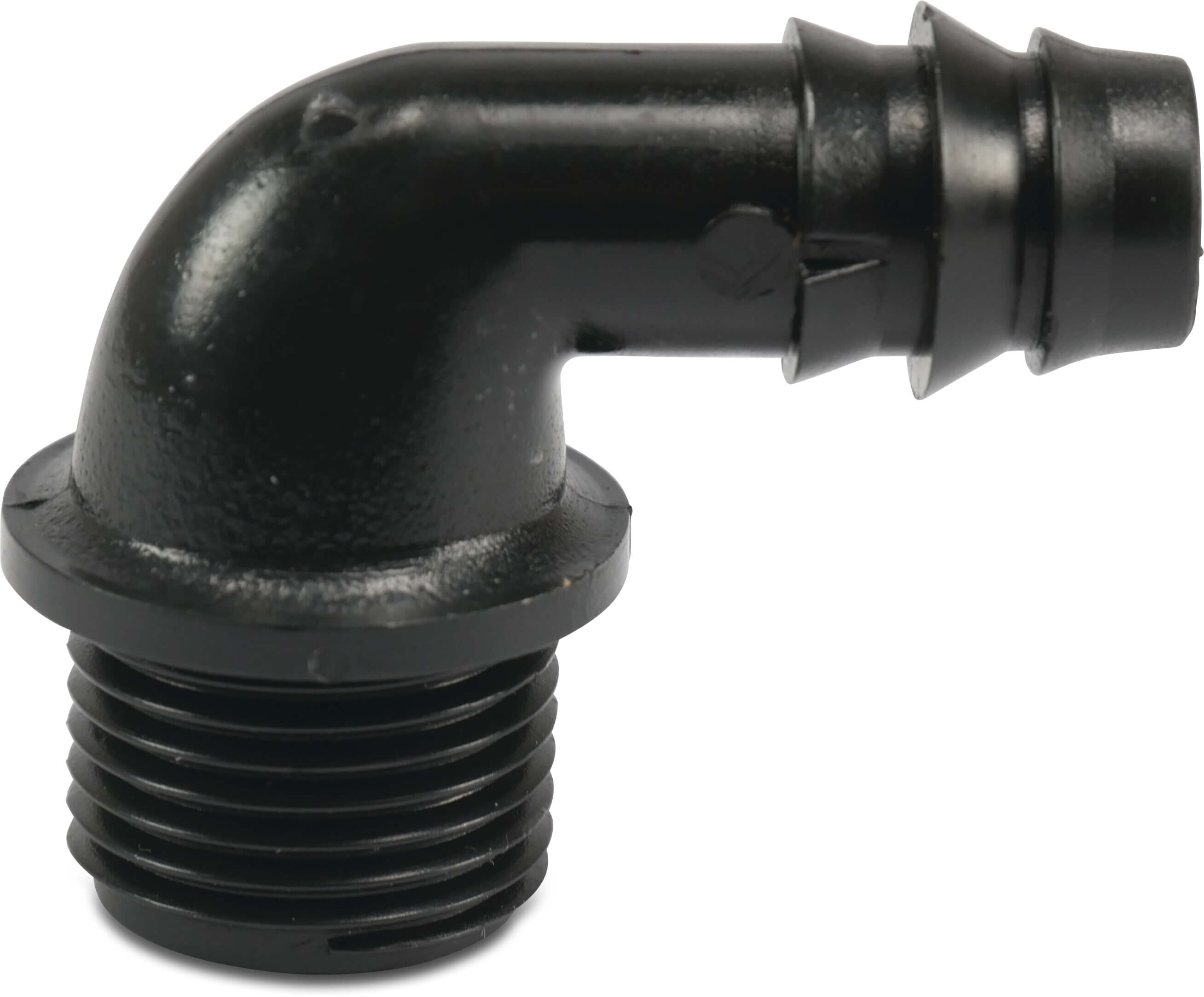 Barbed adaptor elbow 90° PP 1 1/4" x 32 mm male thread x barbed 4bar black
