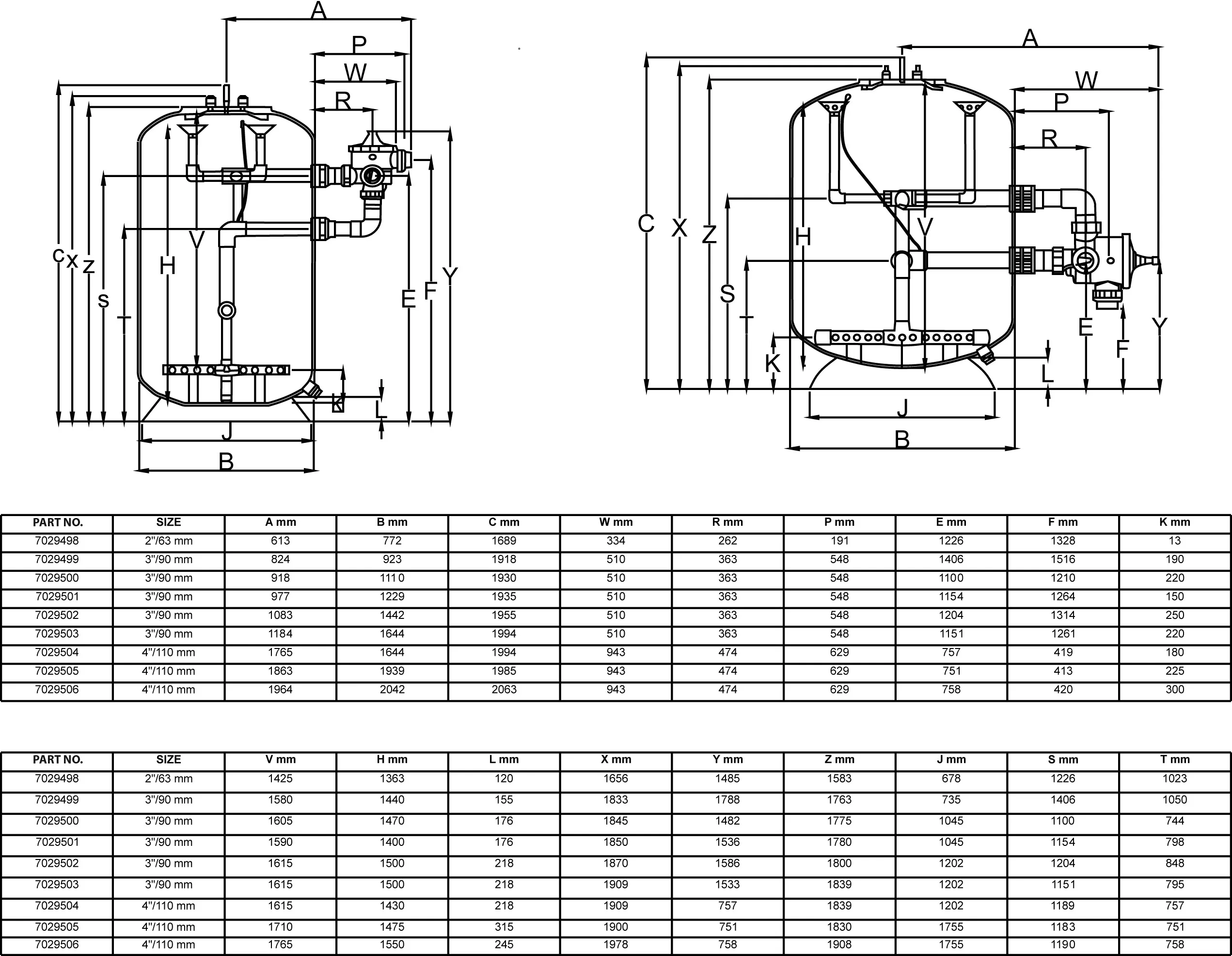 Waterco Commercial sand filter Glasfaser 4"/110mm DIN Flansch 2,5bar Grau Typ SMD1600