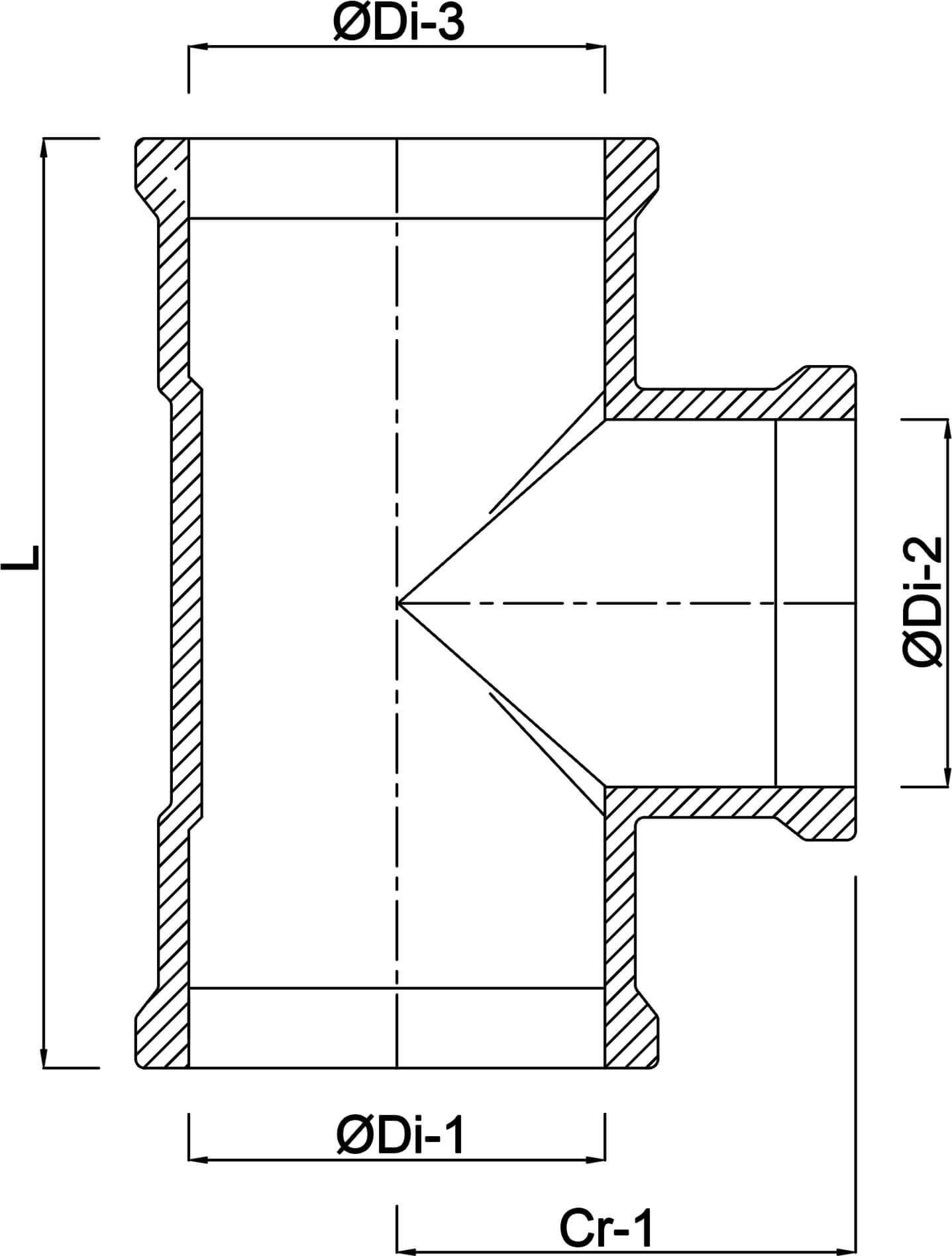 T-stuk 87° PVC-U 200 mm x 125 mm x 200 mm SN4 manchet grijs KOMO/BENOR