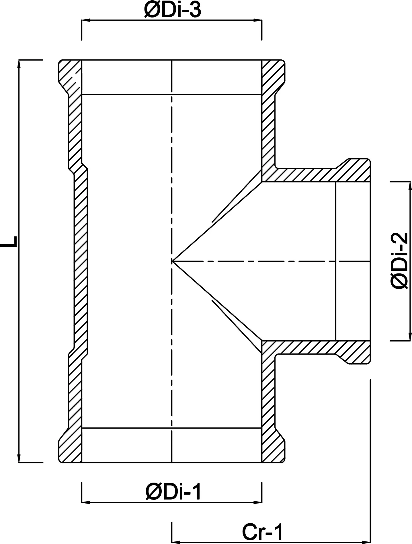 Drainage reducer T-piece 87° PVC-U 200 mm x 110 mm x 200 mm SN4 ring seal grey KOMO/BENOR