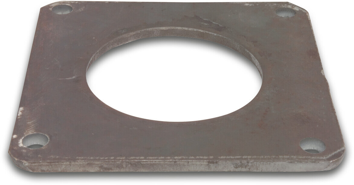 Flange adaptor steel 6" square flange x butt welding black